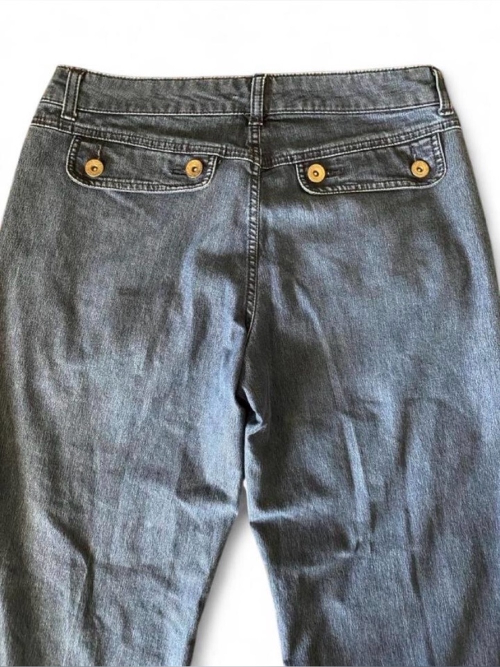 Lee One True Fit Wide Leg Jeans 12 Long Dark Wash Floral Waistband - Picture 4 of 9